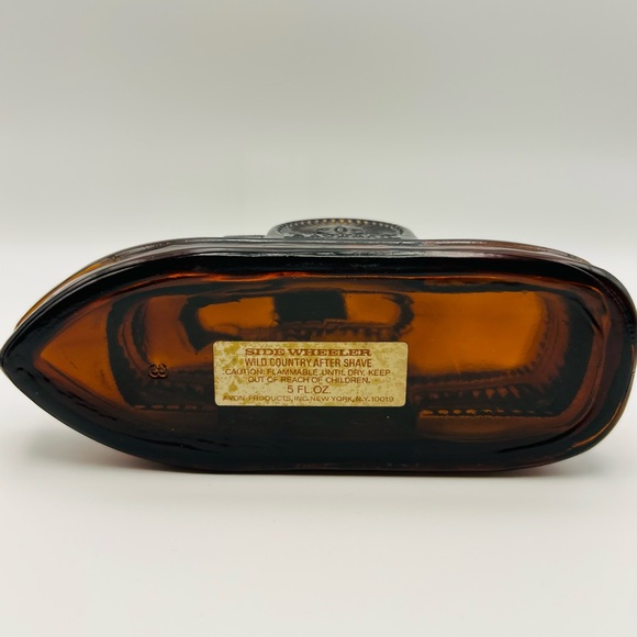 Vintage Avon Sidewheeler Riverboat Decanter Natchez Amber Glass Empty - Picture 3 of 3